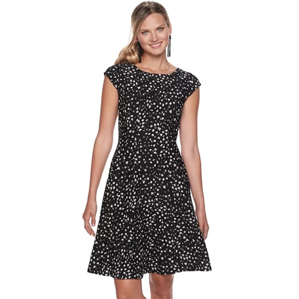 Women's ELLE Seamed Texture Fit & Flare Dress